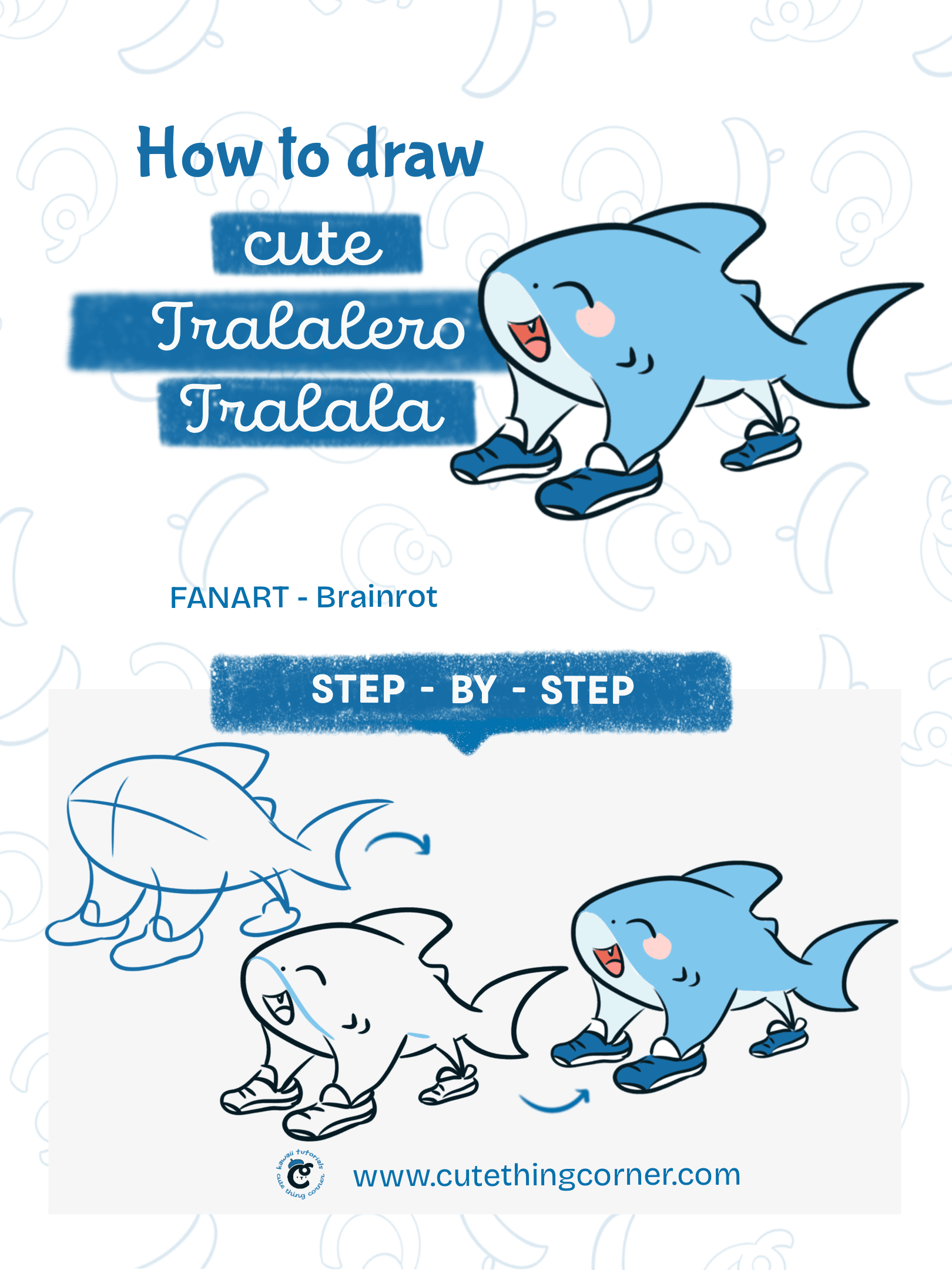 How to draw Tralalero Tralala (Step-by-step)