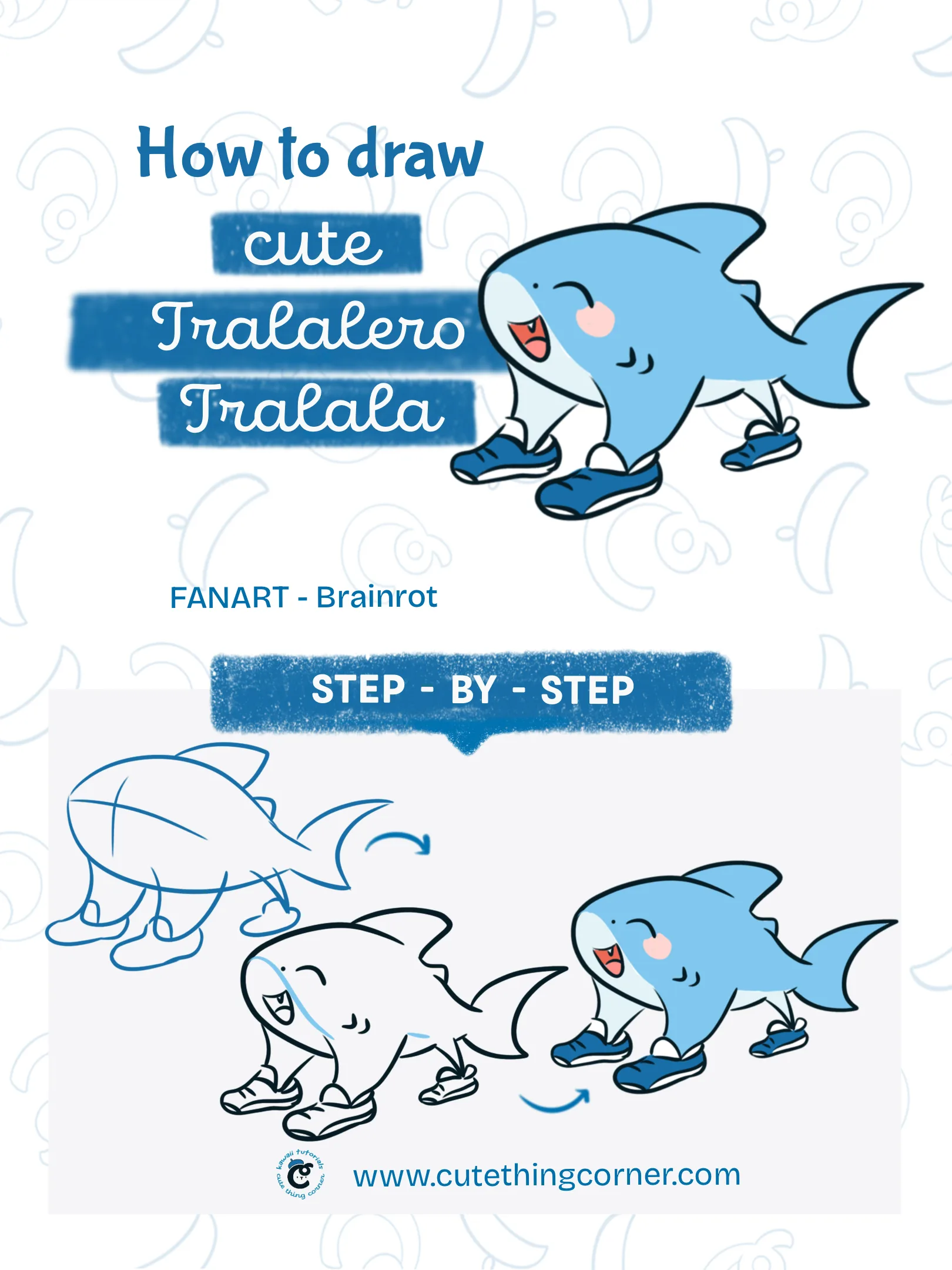 How to draw Tralalero Tralala (Step-by-step)