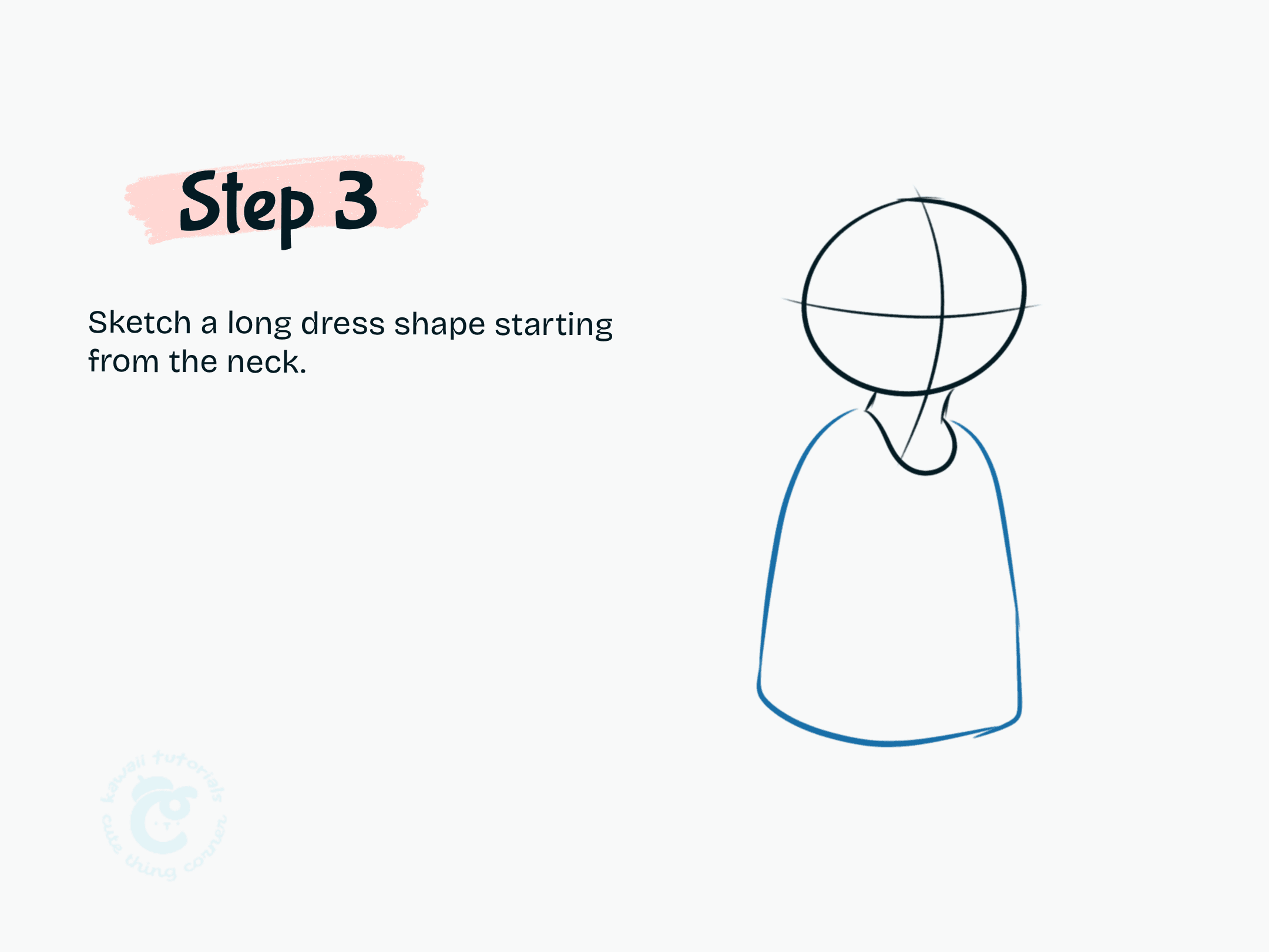 Sketch a long dress shape