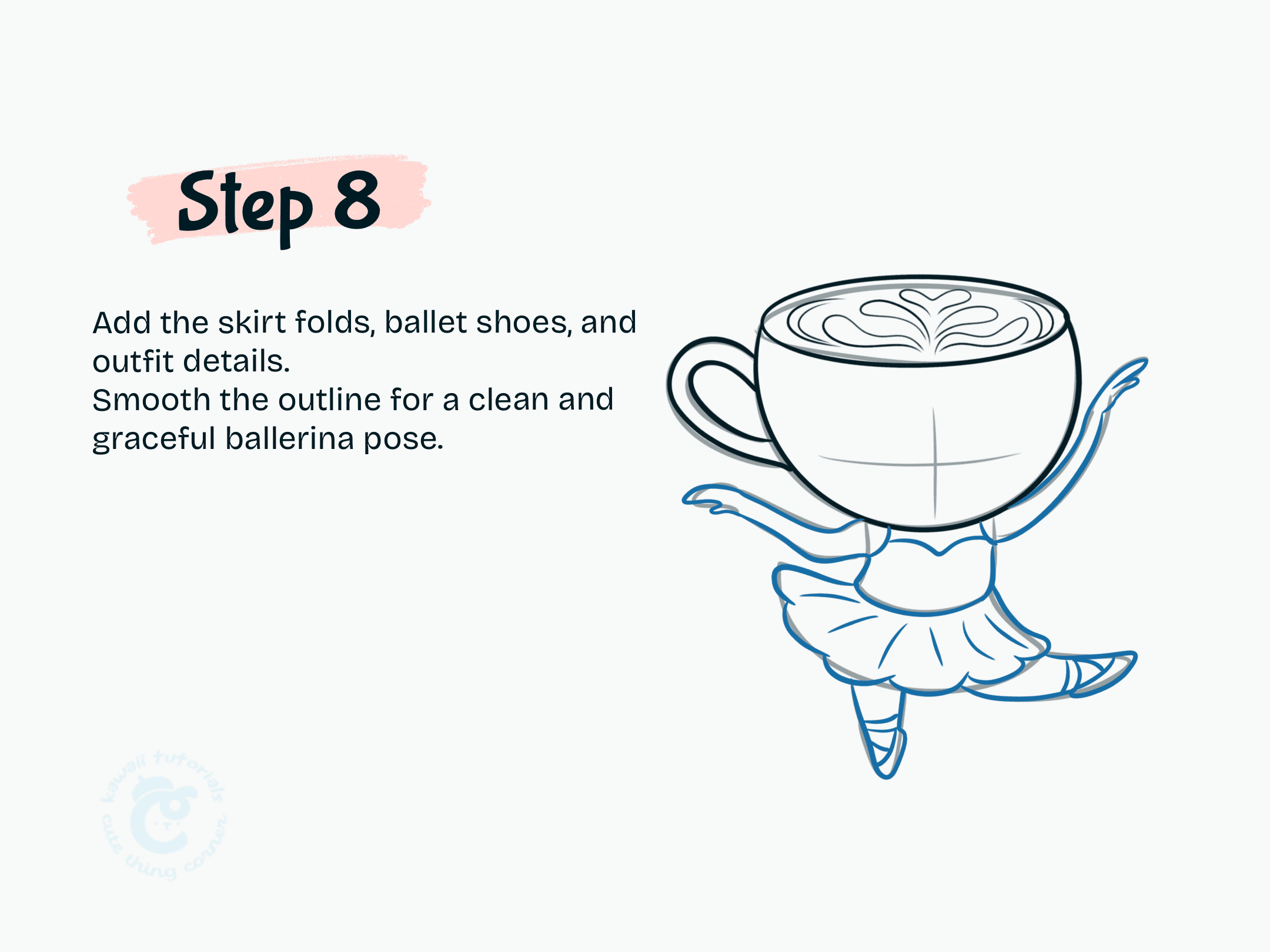Step 8 Add the skirt folds, ballet shoes, and outfit details