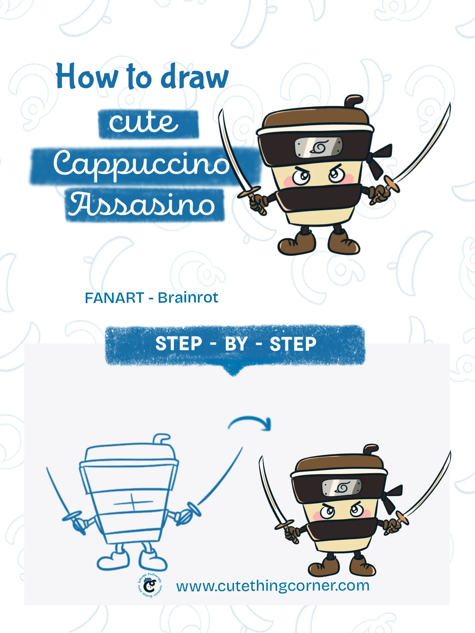 How to draw Cappuccino Assasino (step-by-step)