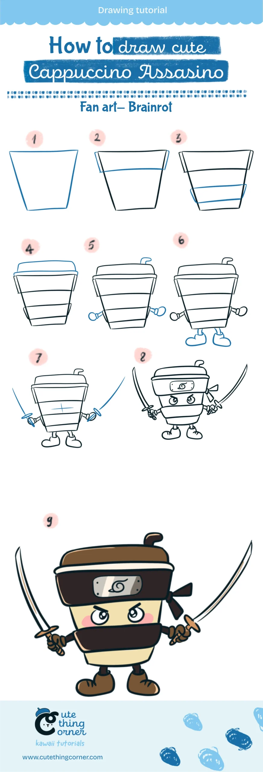 How to draw Kawaii Cappuccino Assasino