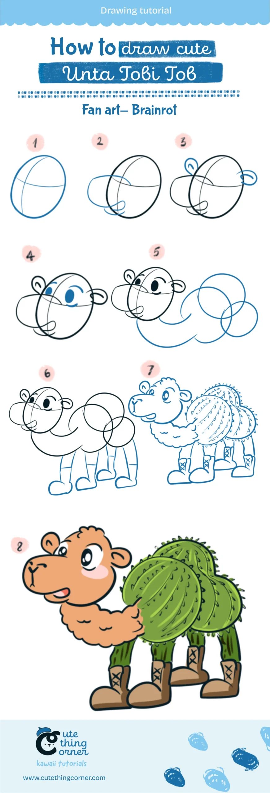 How to draw Kawaii Unta Tobi Tob