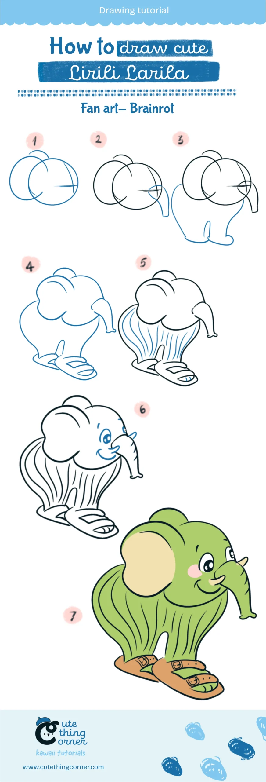 How to draw Lirili Larila (Step-by-step)