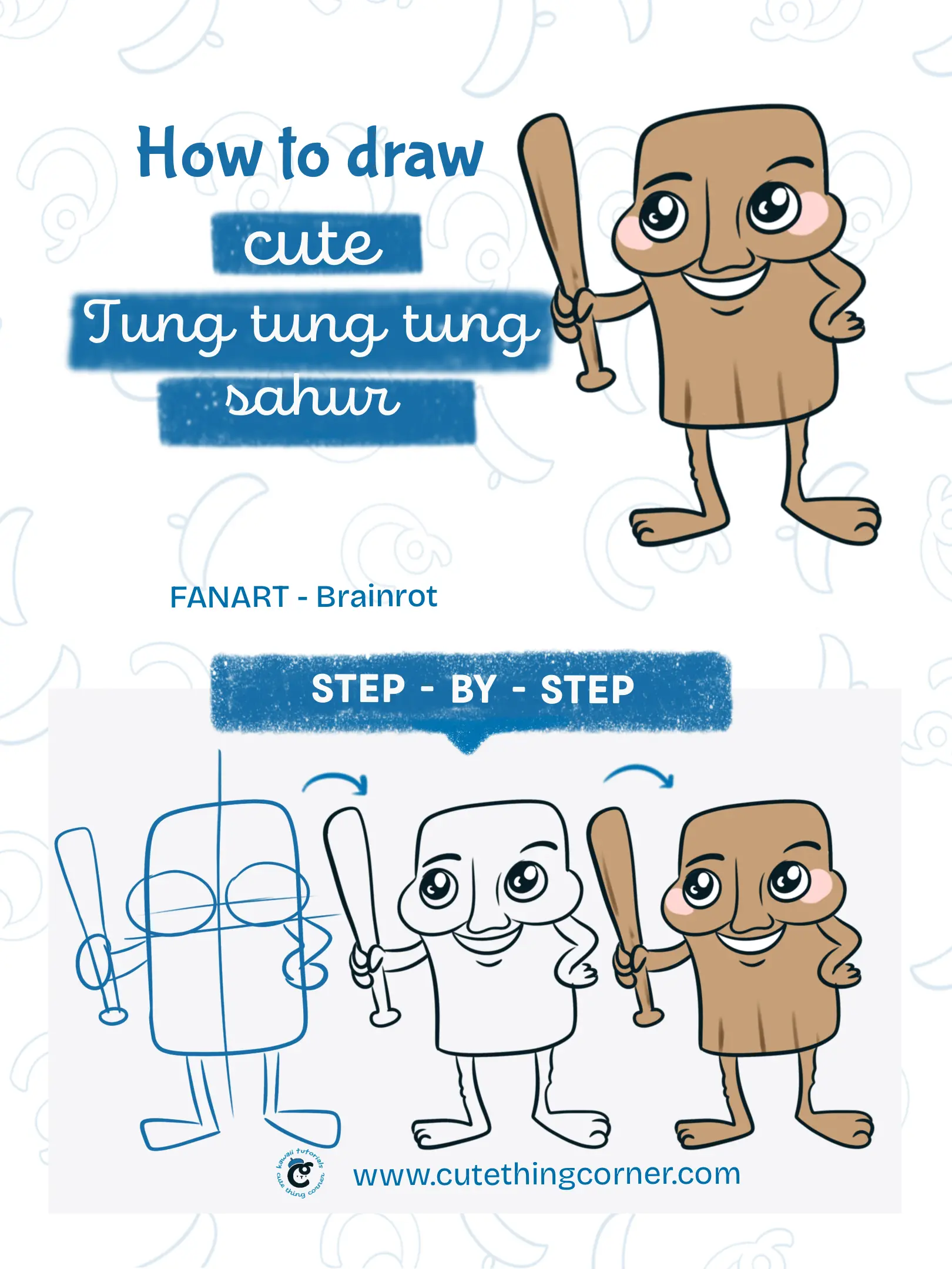 How to draw Tung Tung Tung Sahur (step-by-step)