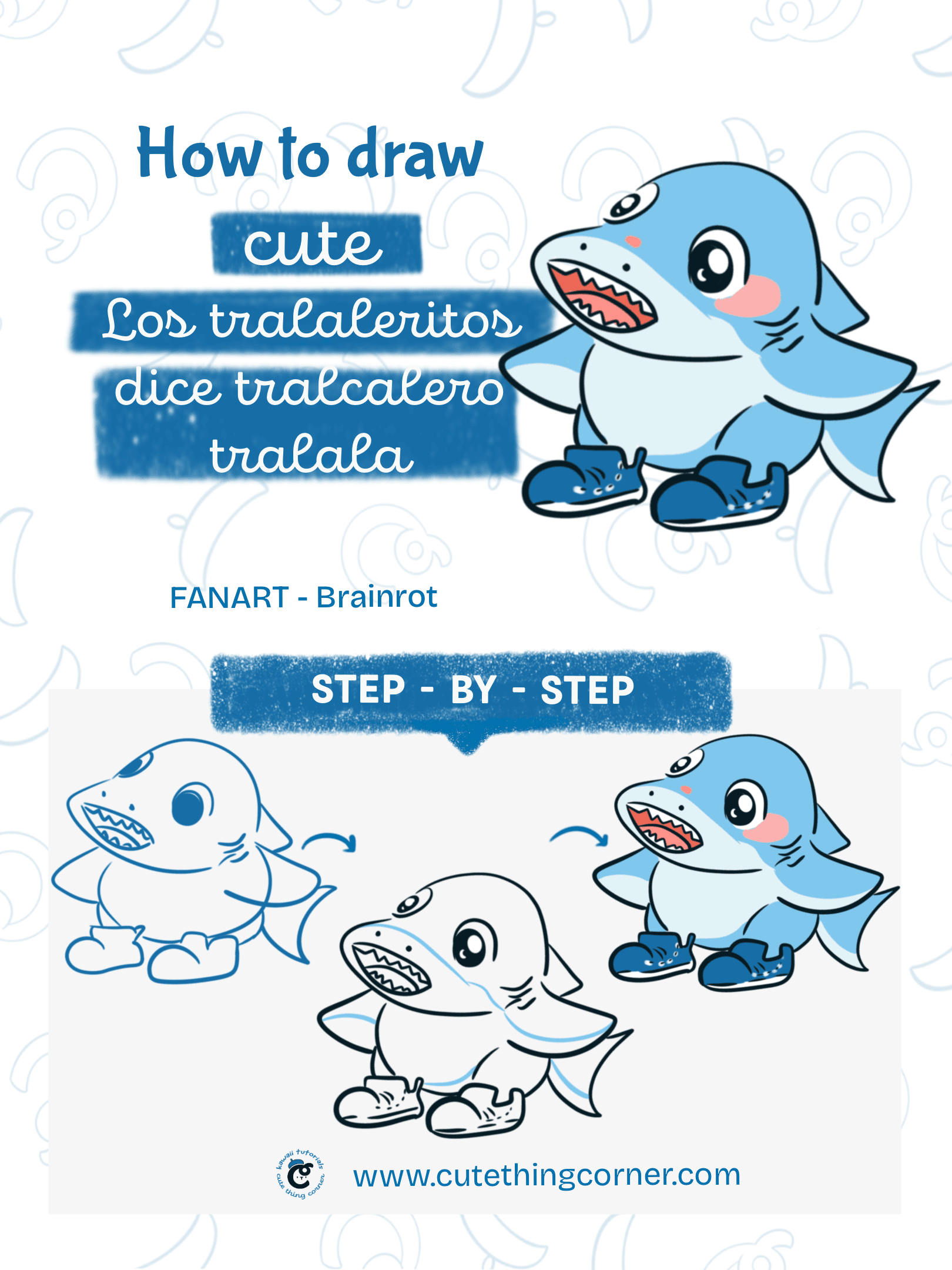 How to draw cute los tralaleritos dice tralcalero tralala (Step-by-step)
