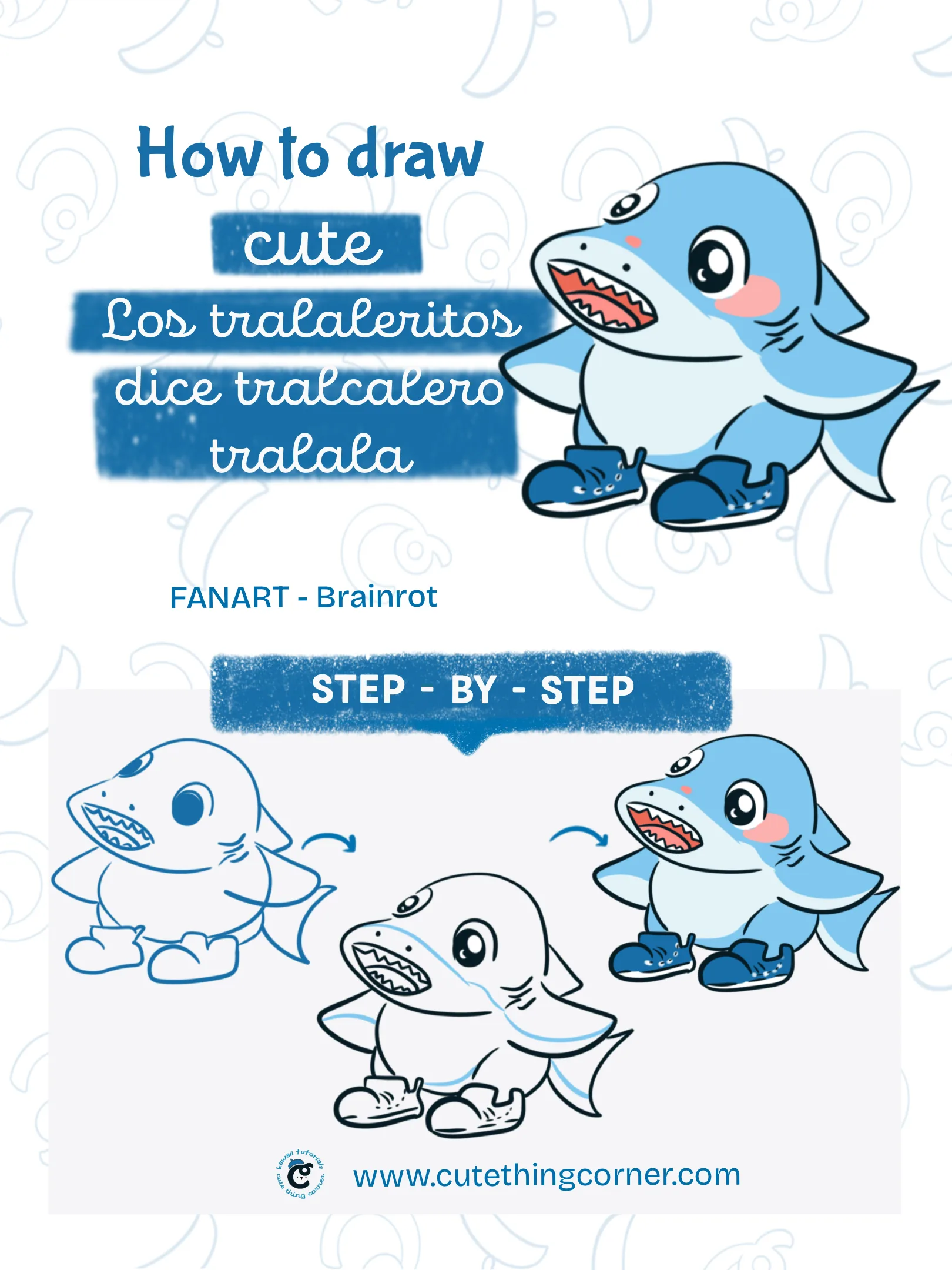 How to draw cute los tralaleritos dice tralcalero tralala (Step-by-step)