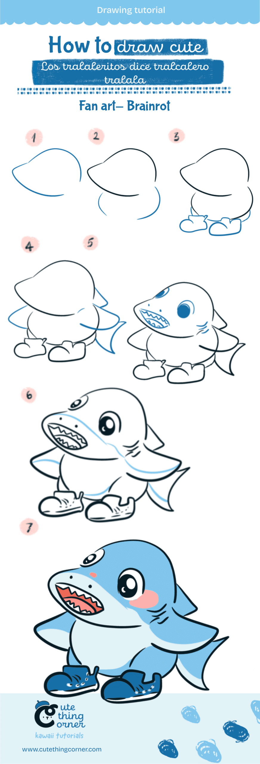 How to draw los tralaleritos dice tralcalero tralala (Step-by-step)