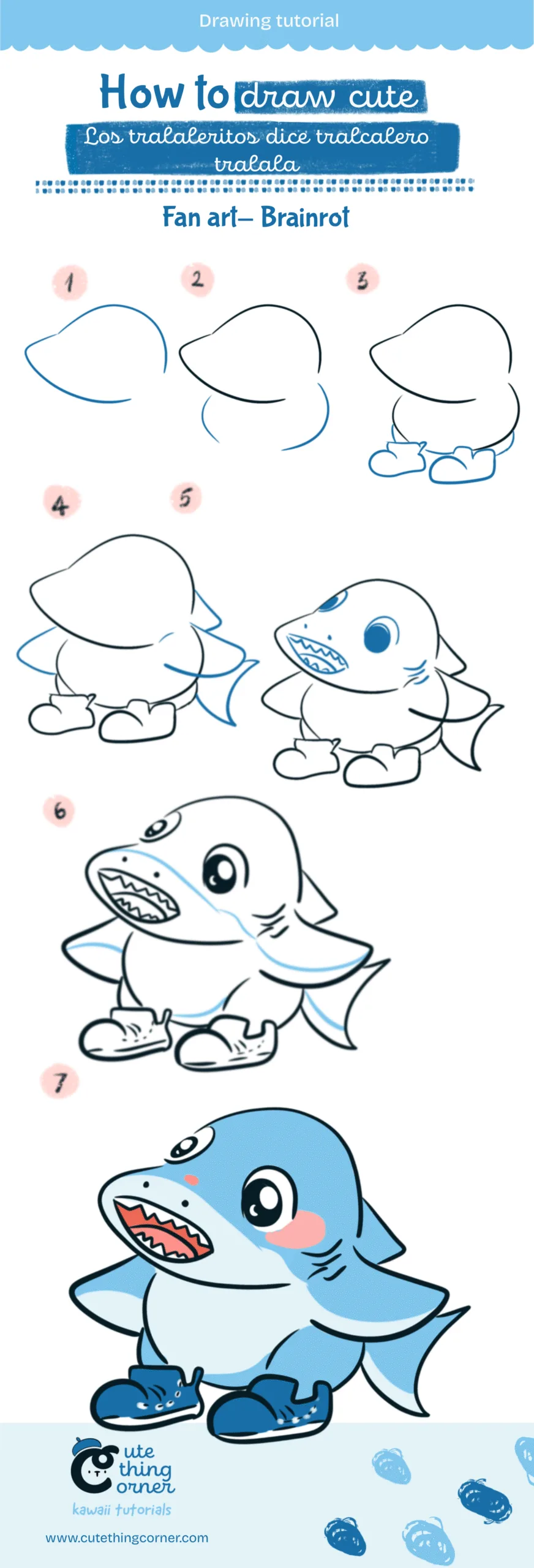 How to draw los tralaleritos dice tralcalero tralala (Step-by-step)