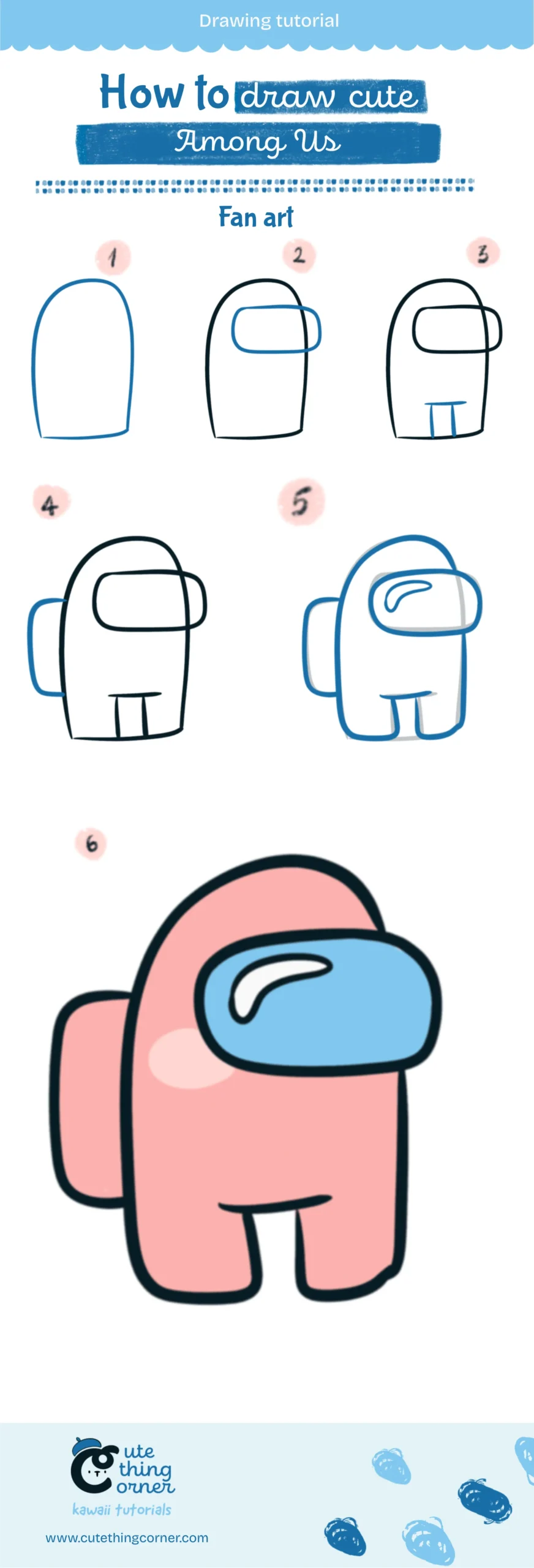 Step-by-step to draw Among Us