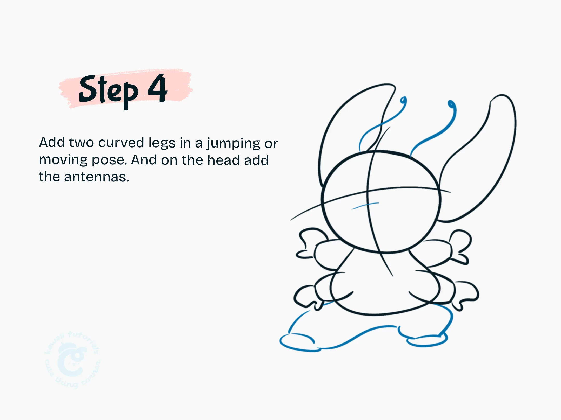 Step 4 Add two curved legs in a jumping or moving pose
