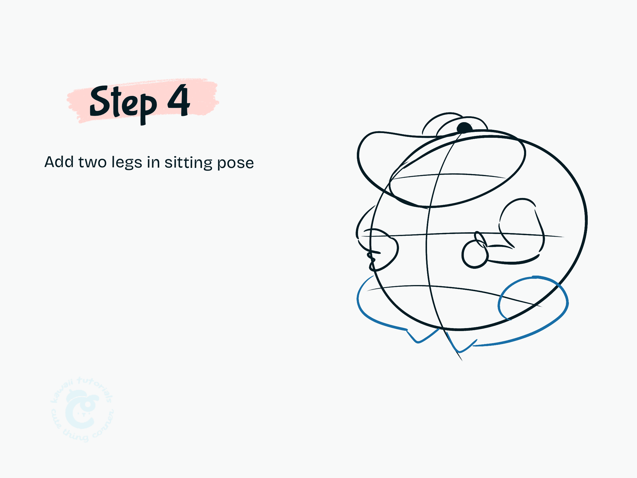 Step 4 Add two legs in sitting pose