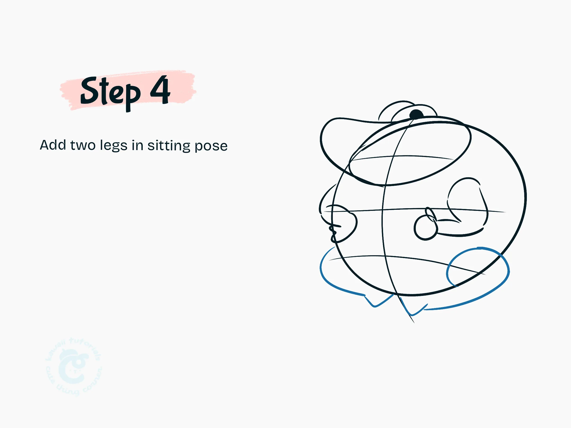 Step 4 Add two legs in sitting pose