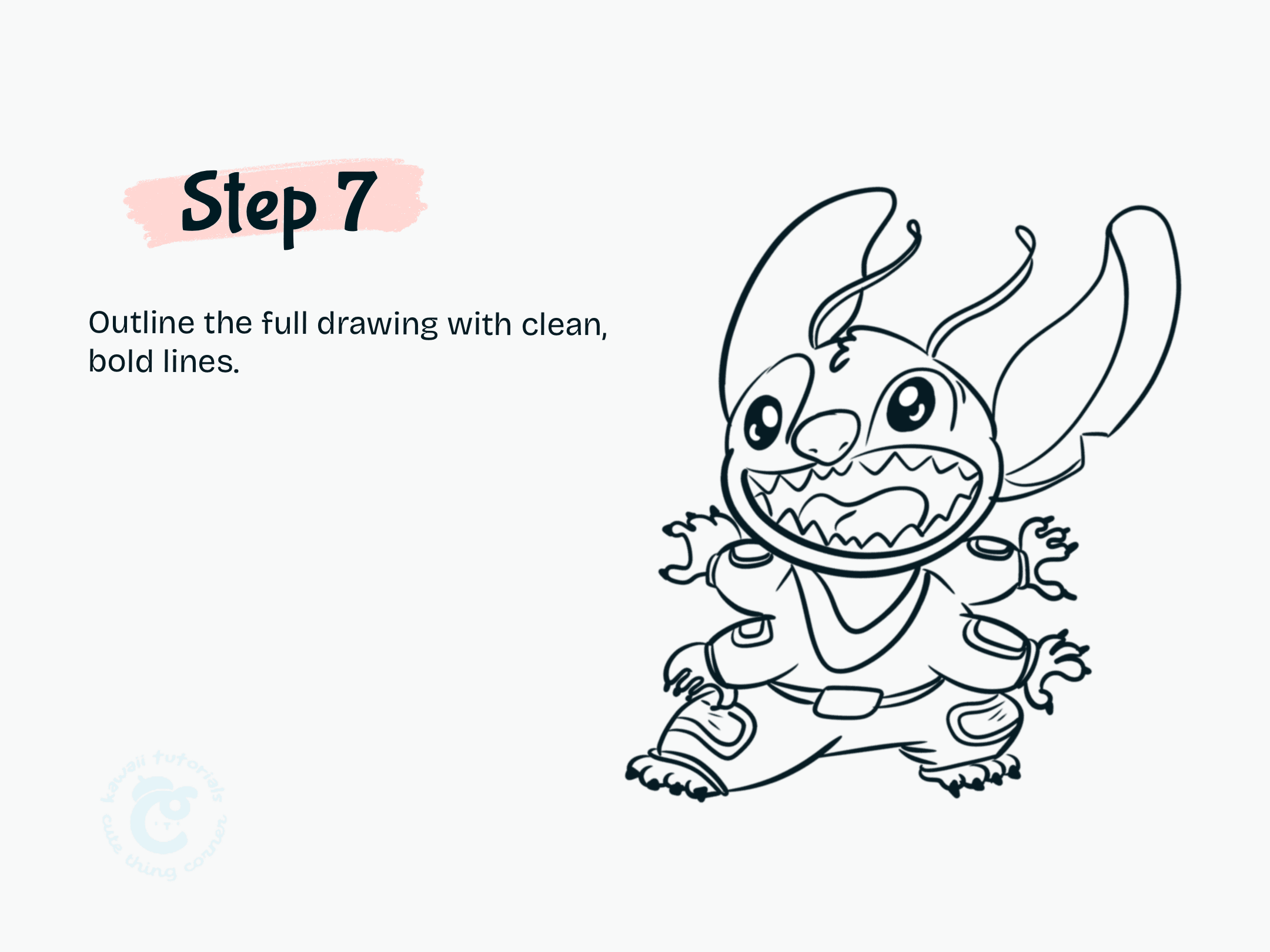 Step 7 Outline full drawing with bold lines