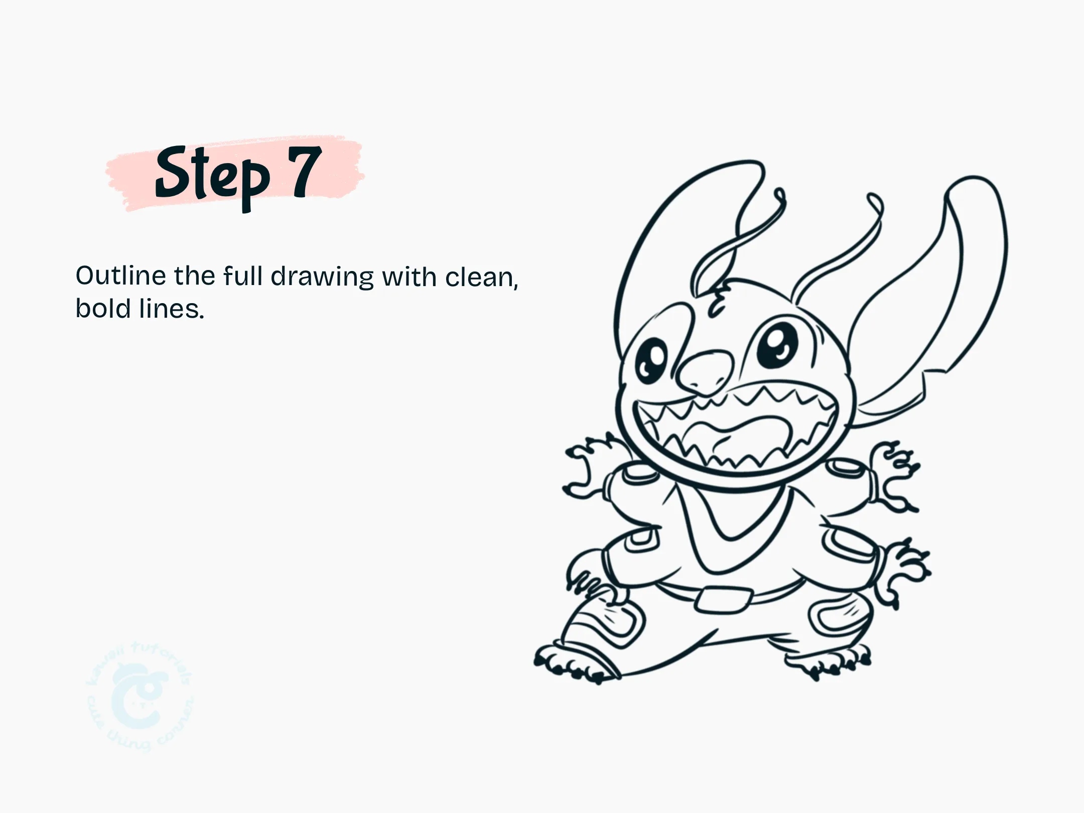 Step 7 Outline full drawing with bold lines