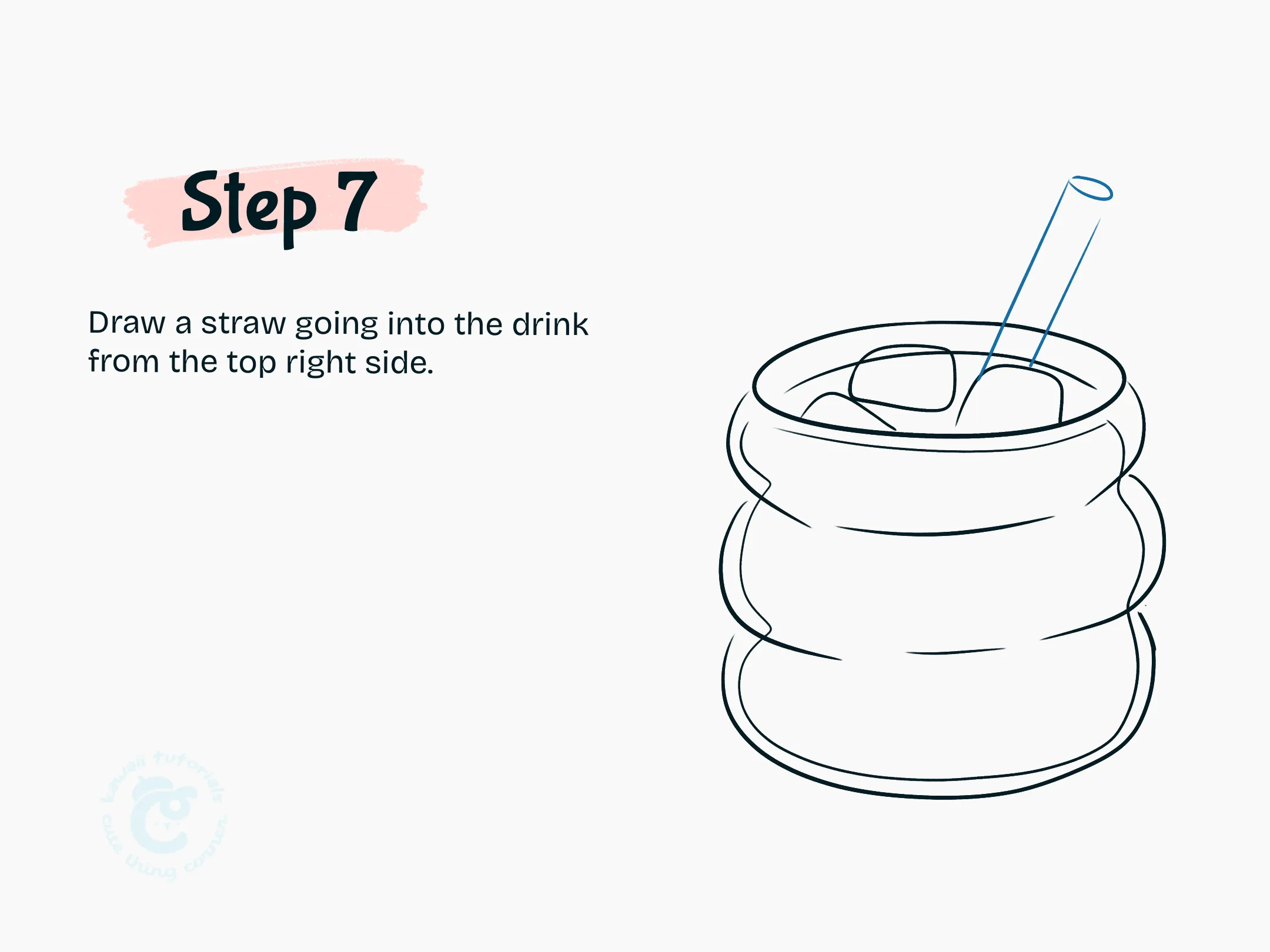 Draw a straw going into the drink from the top right side.