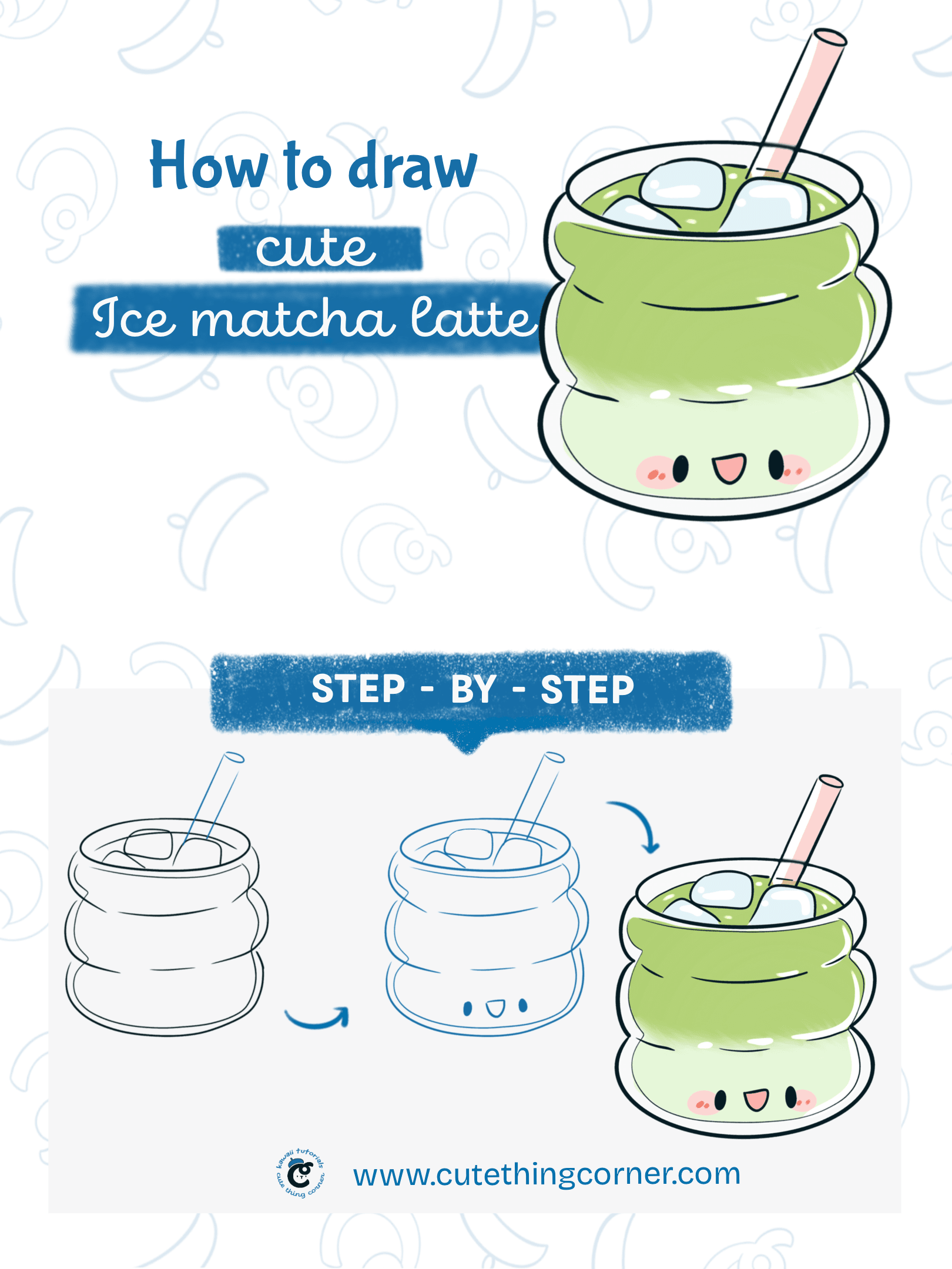How to draw Ice matcha latte