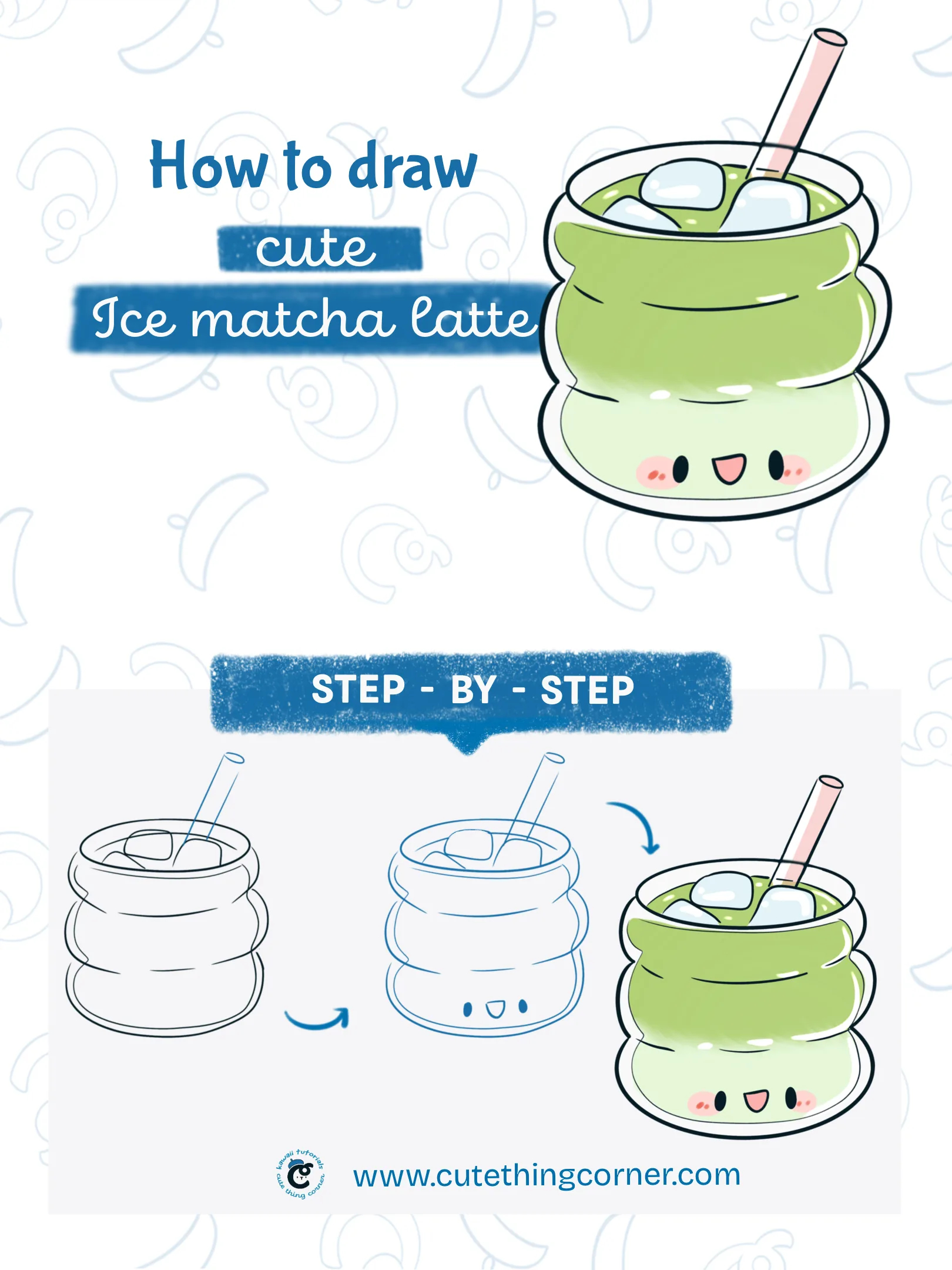 How to draw Ice matcha latte