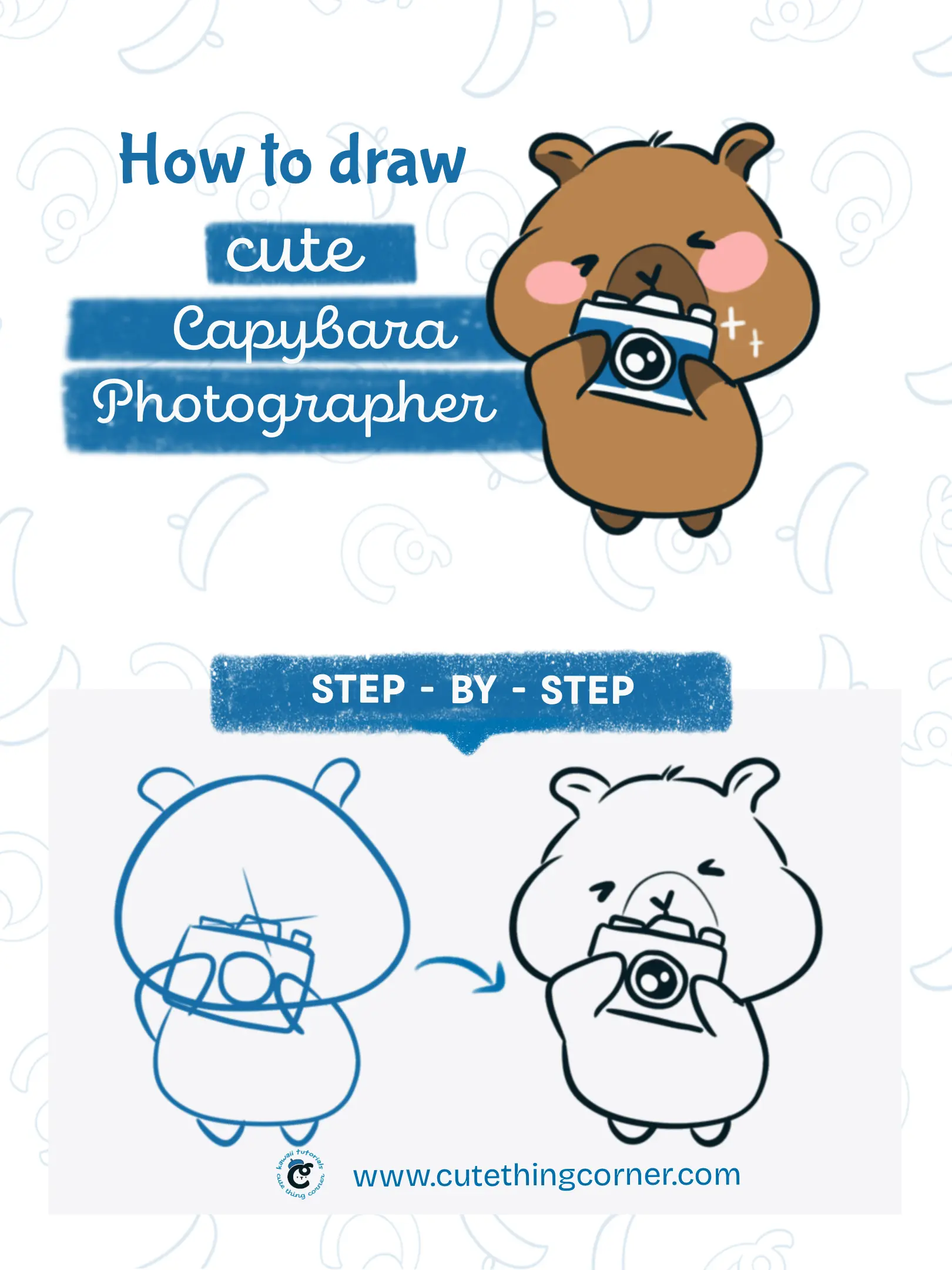 How to draw cute Capybara Photographer