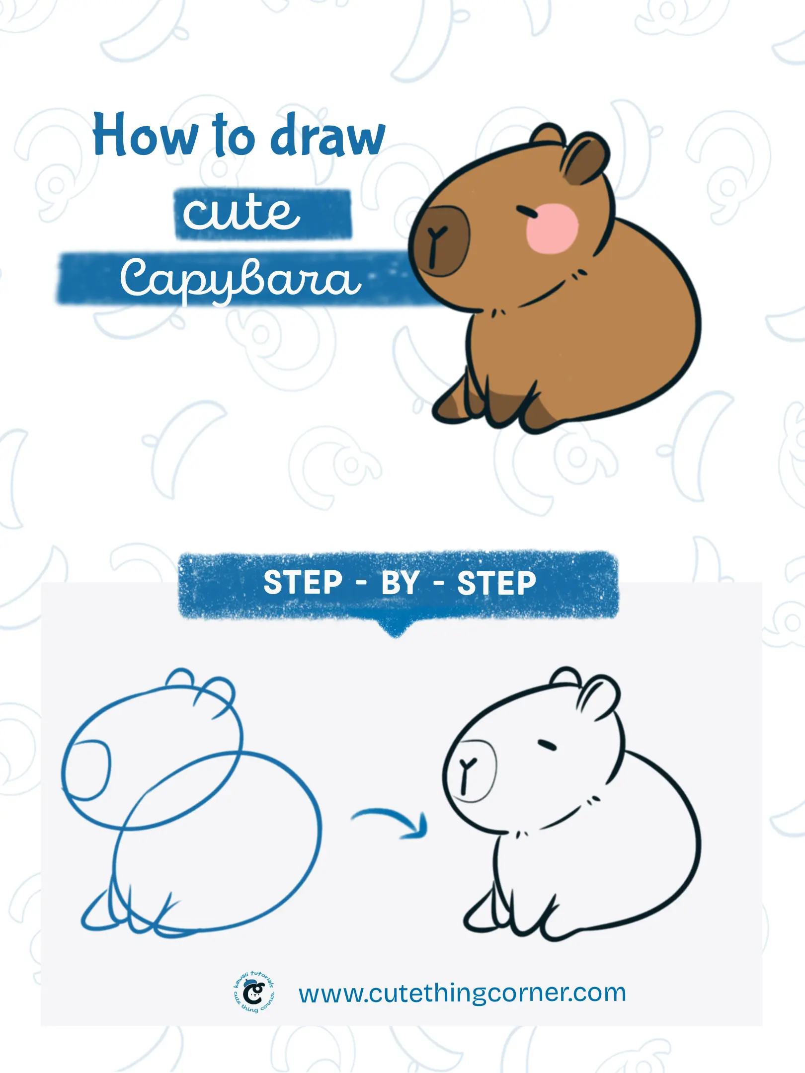 How to draw cute Capybara