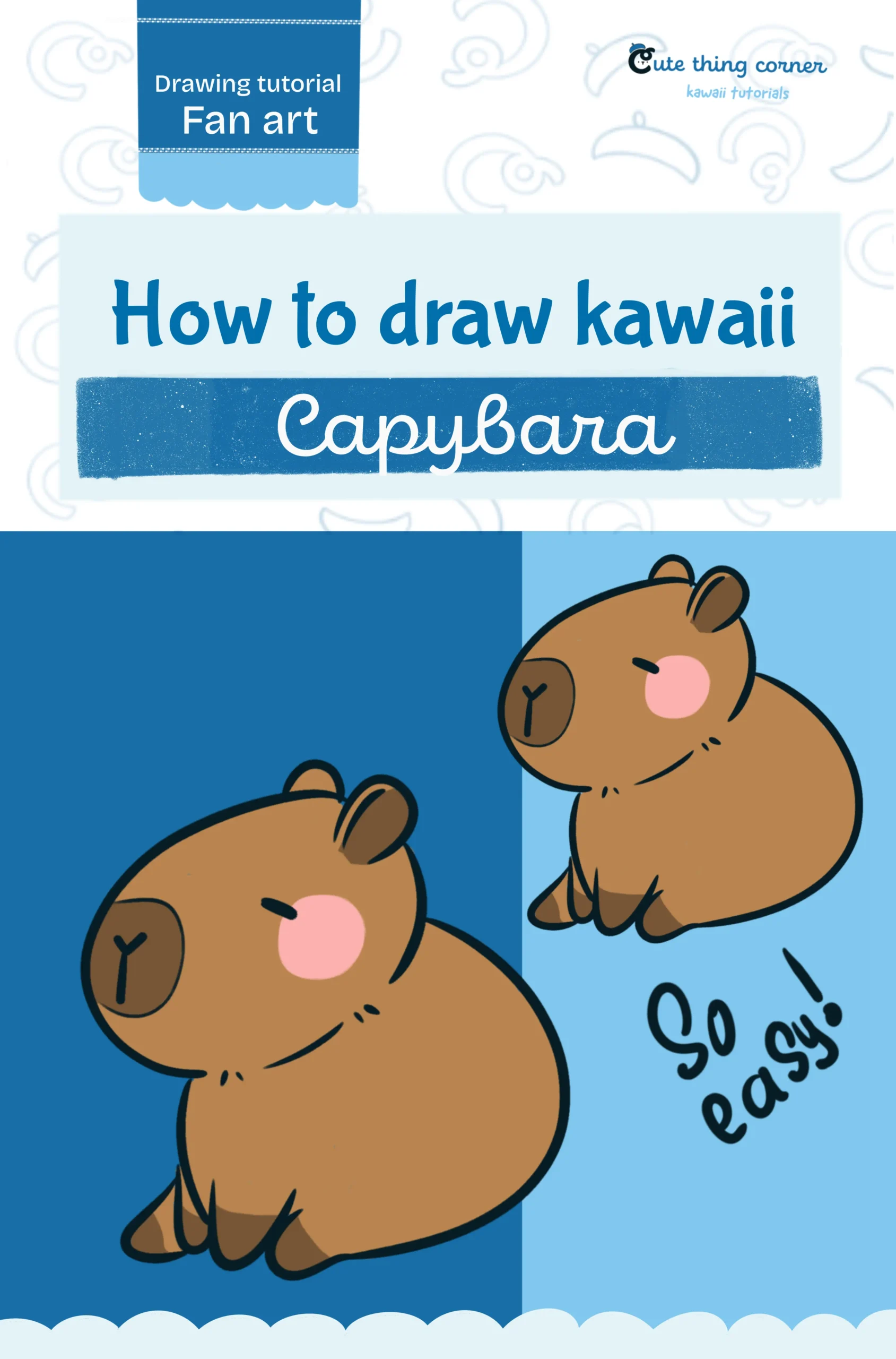 How to Draw Cute Capybara (Step-by-step)
