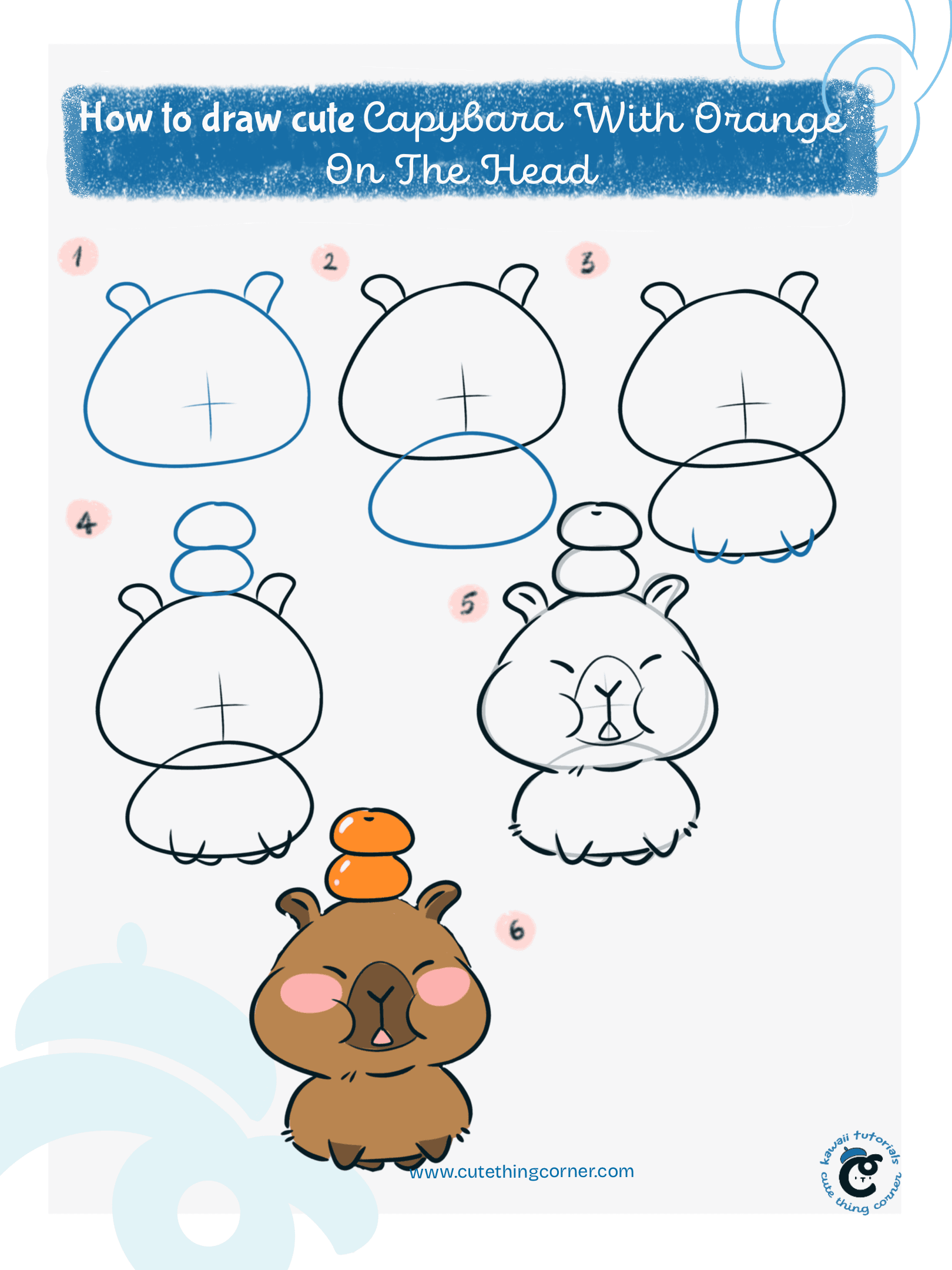 How to Draw Orange Capybara (Step-by-step)