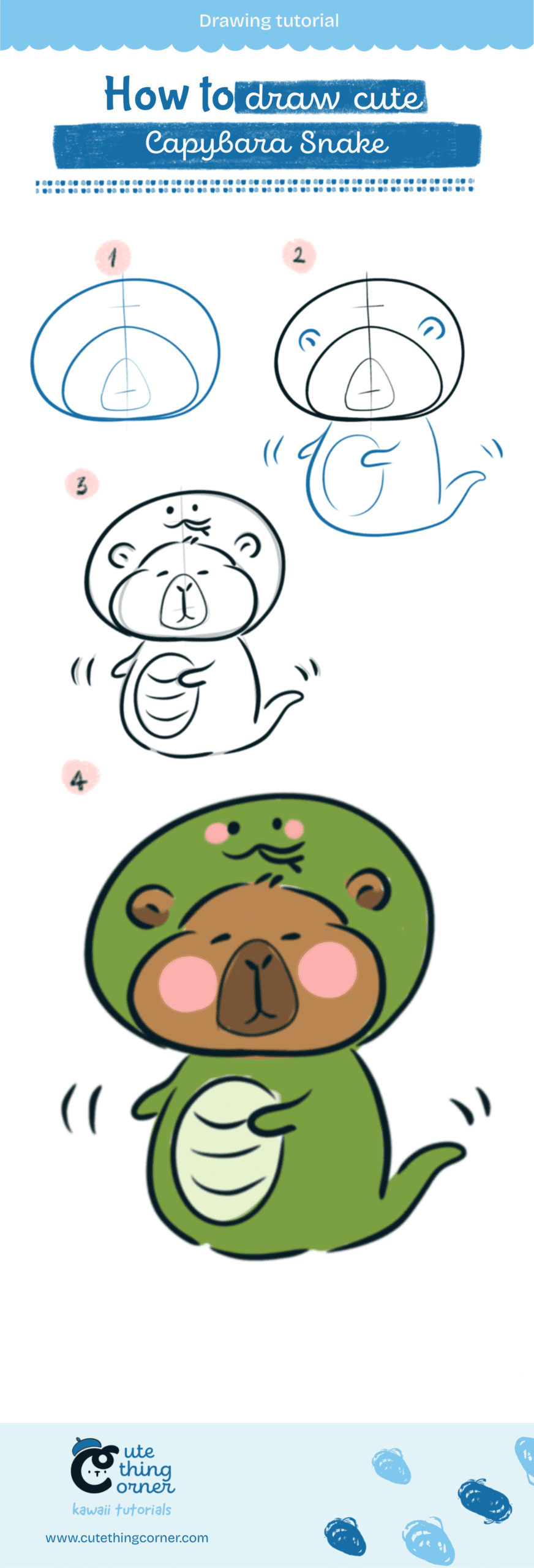 How to Draw Capybara with Snake Head (Step-by-step)