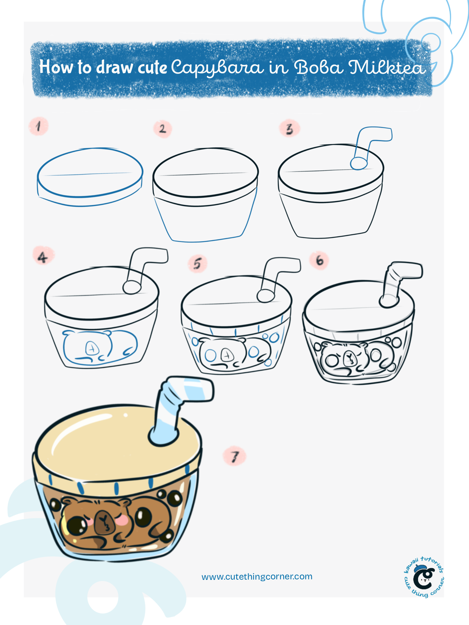 How to Draw Capybara Boba Milk Tea (Easy Step-by-Step Tutorial)
