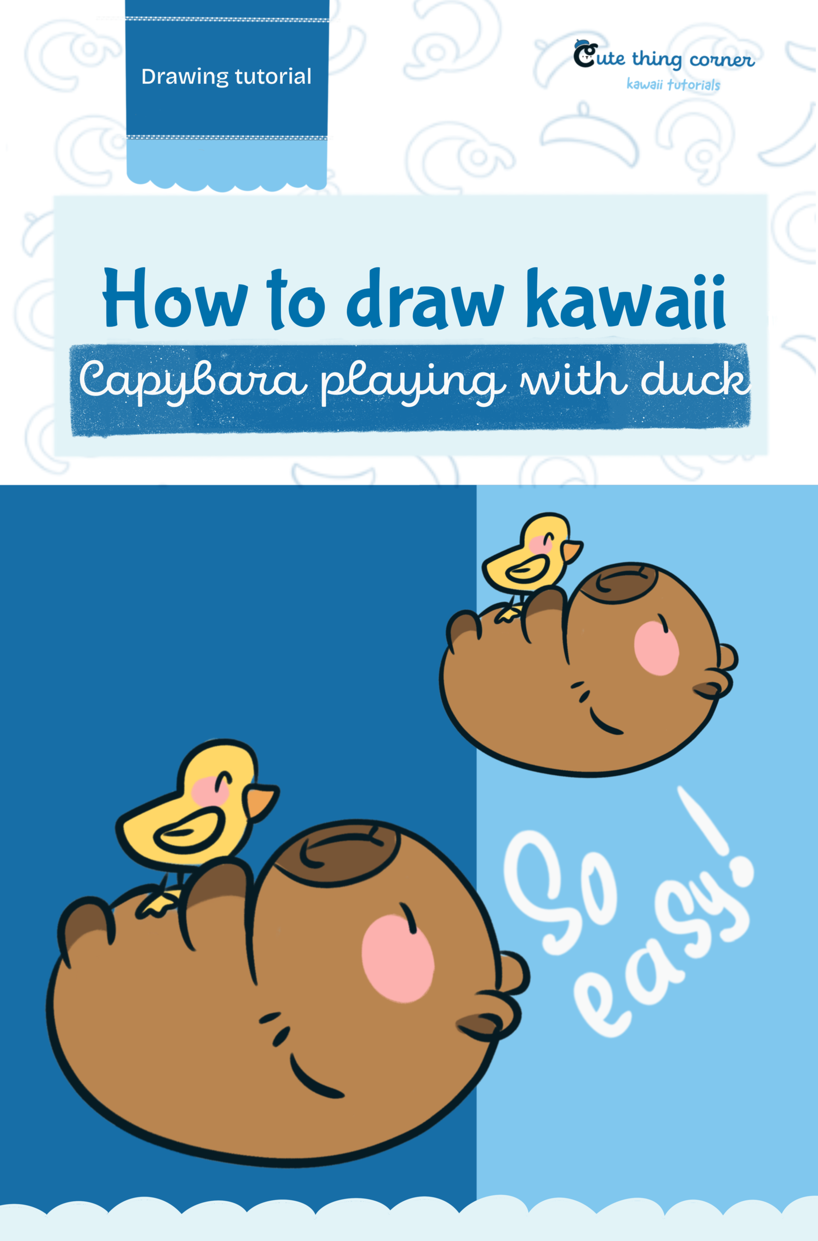 How to Draw Capybara Playing With Duck | Easy Step by Step Kawaii Drawing Tutorial
