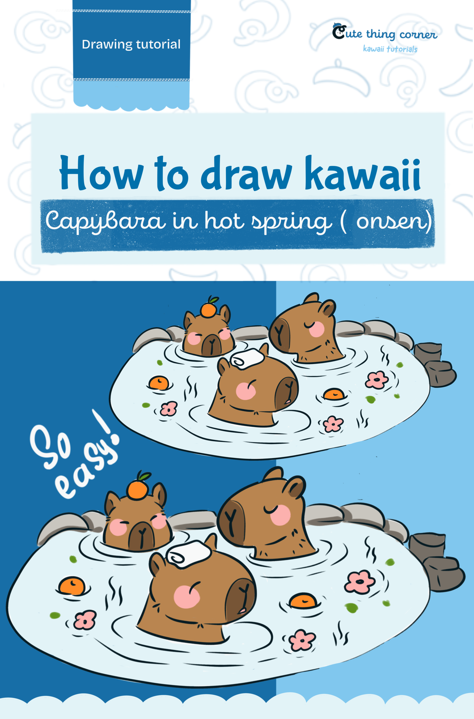 How to Draw Capybara in Hot Spring (Onsen)