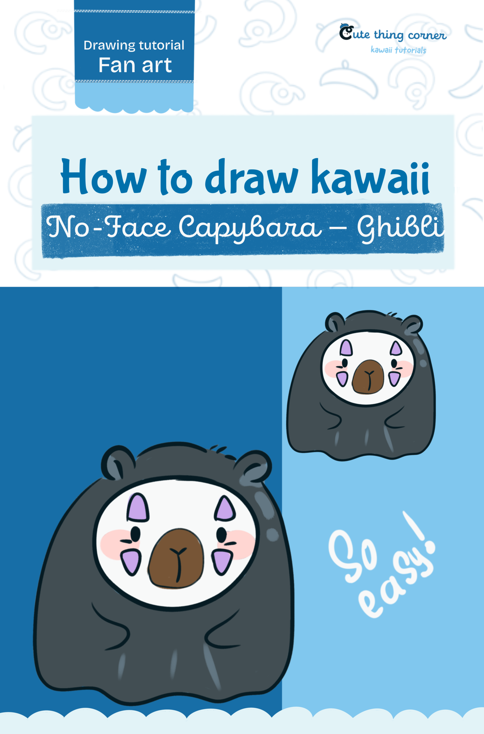 How to Draw a Kawaii No-Face Capybara (Ghibli Inspired)