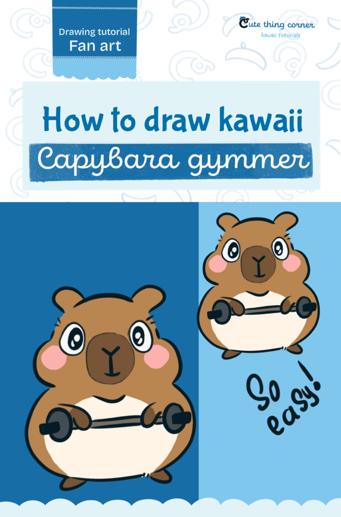 How to Draw Capybara Gymmer (Easy Step-by-Step Kawaii Drawing Tutorial)