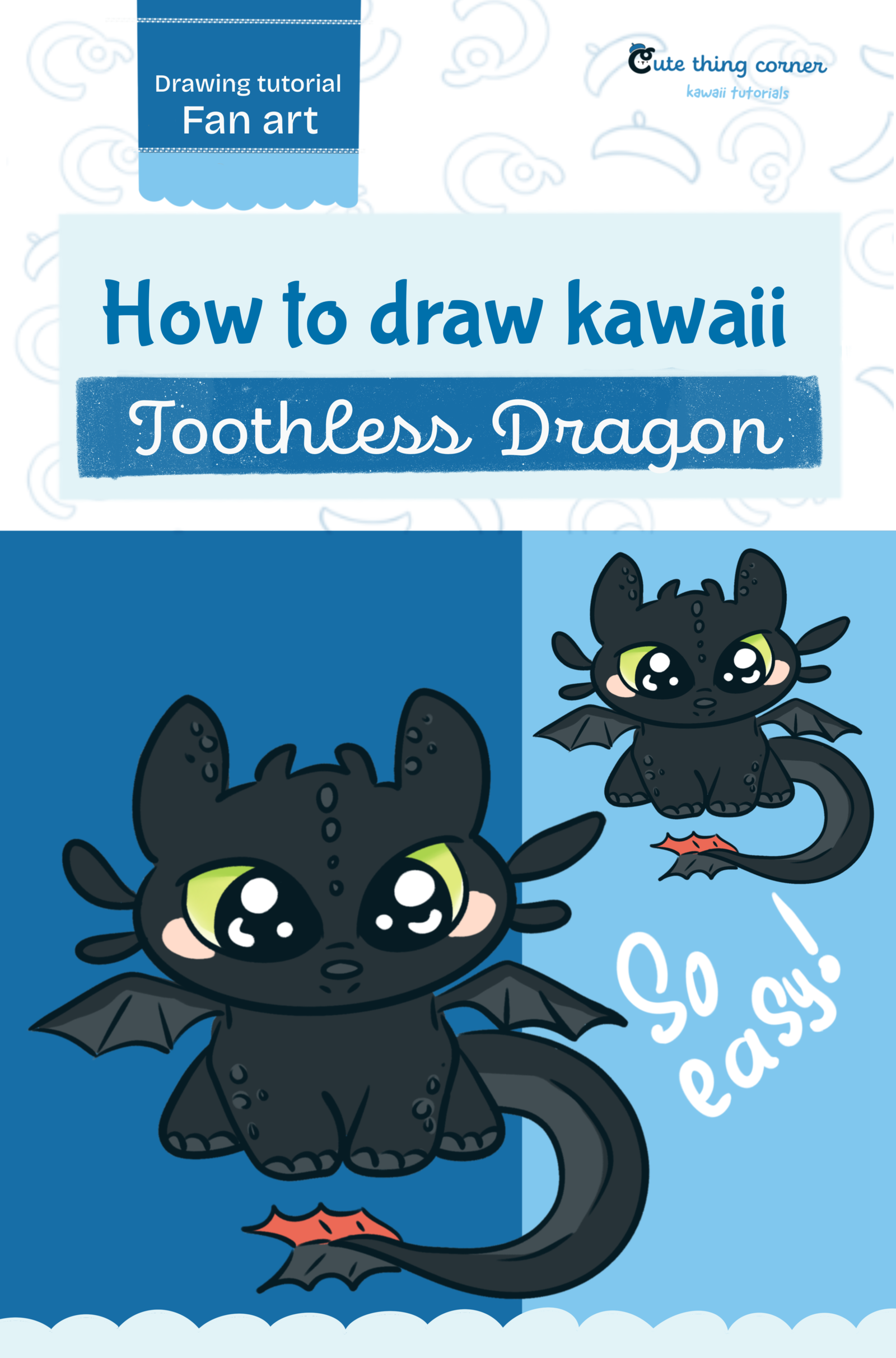 How to Draw Toothless Dragon | Easy Kawaii Step-by-Step Drawing Tutorial