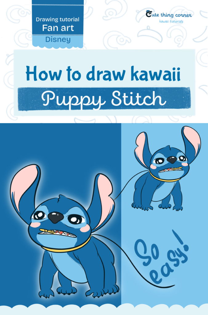 How to Draw Cute Puppy Stitch Step by Step