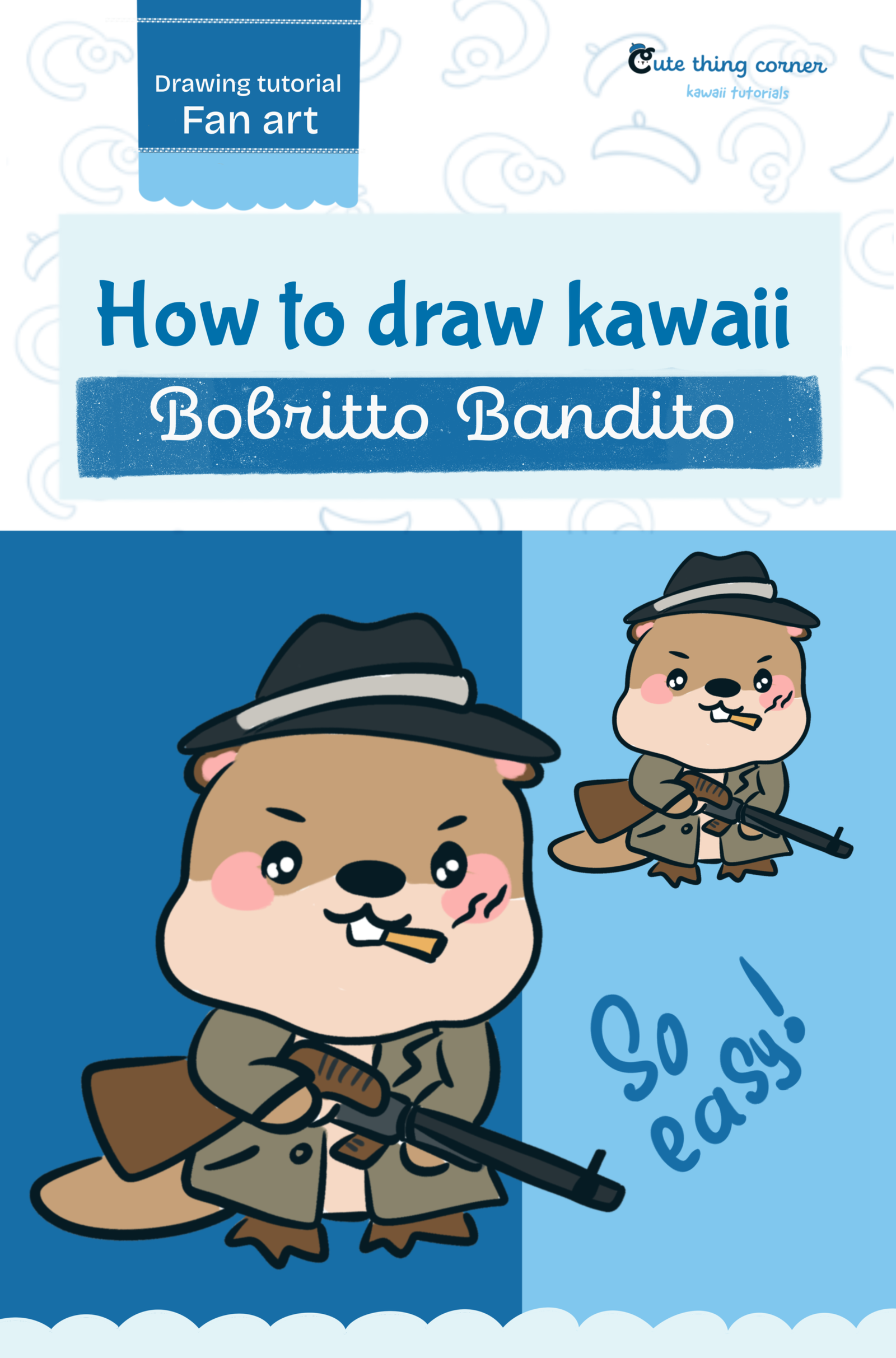 How to Draw Kawaii Bobritto Bandito | Easy Step-by-Step Drawing Tutorial