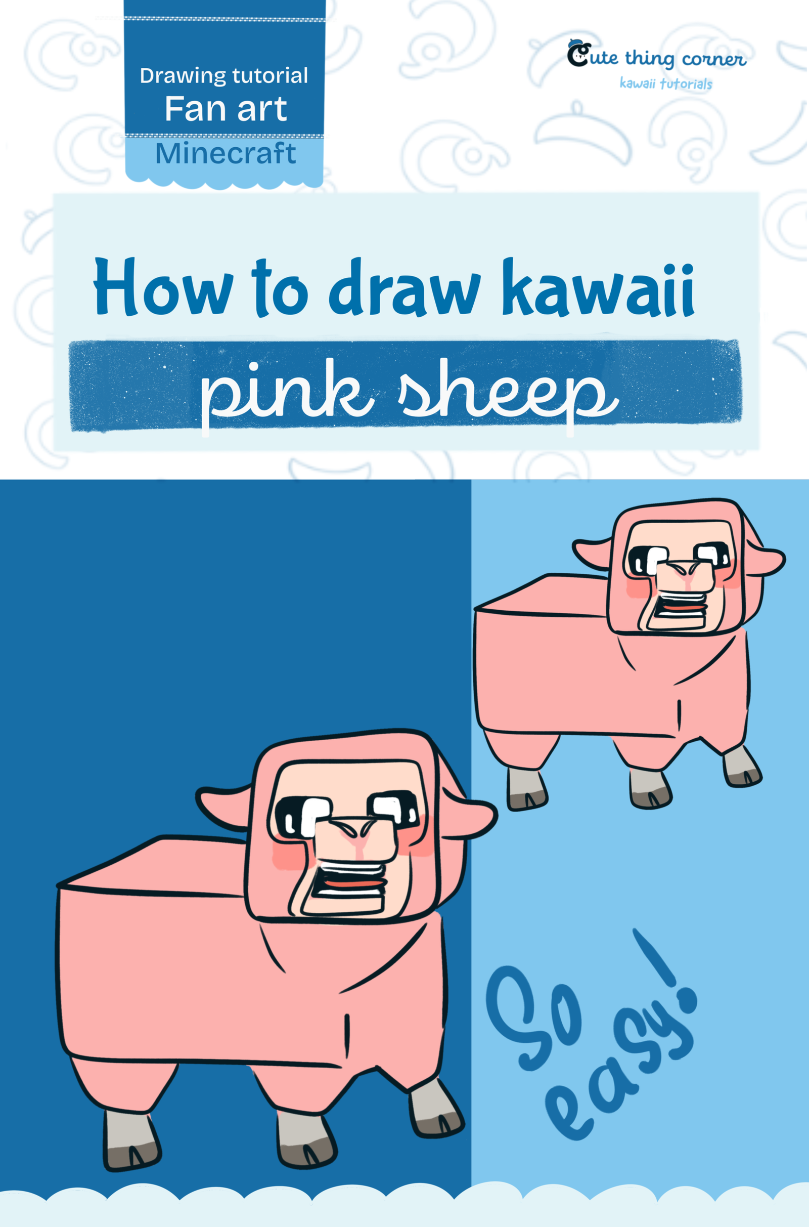 How to Draw Kawaii Pink Sheep Step-by-Step