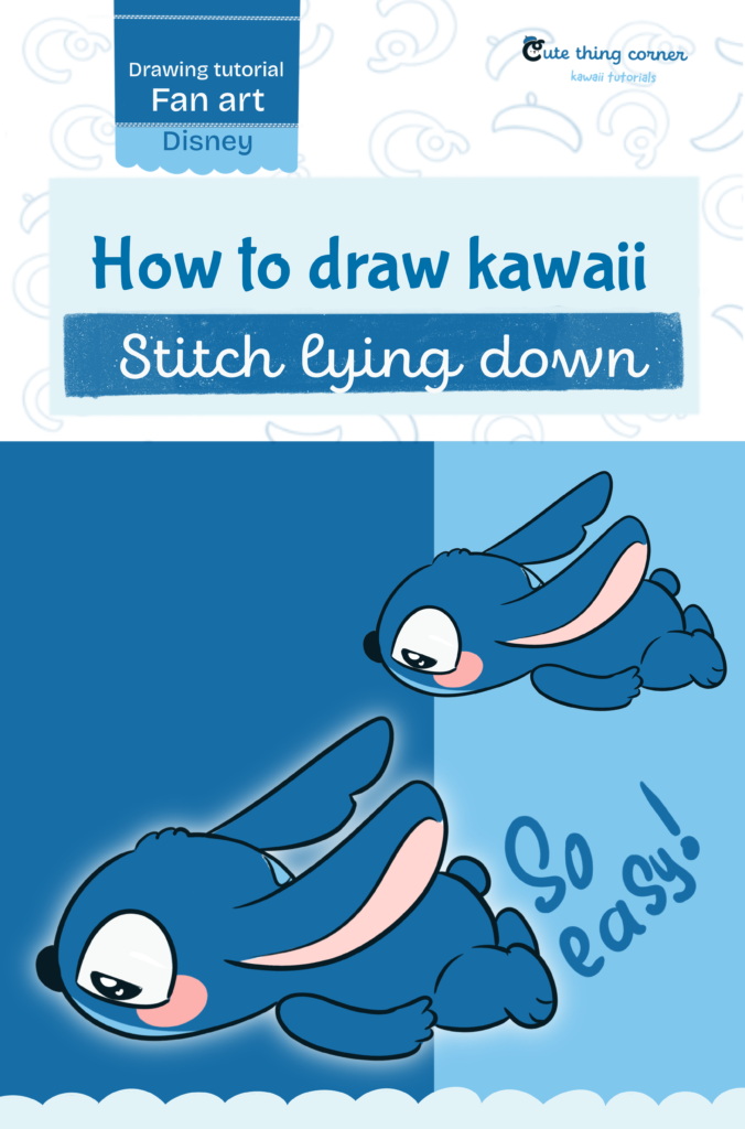 How to Draw Kawaii Stitch Lying Down