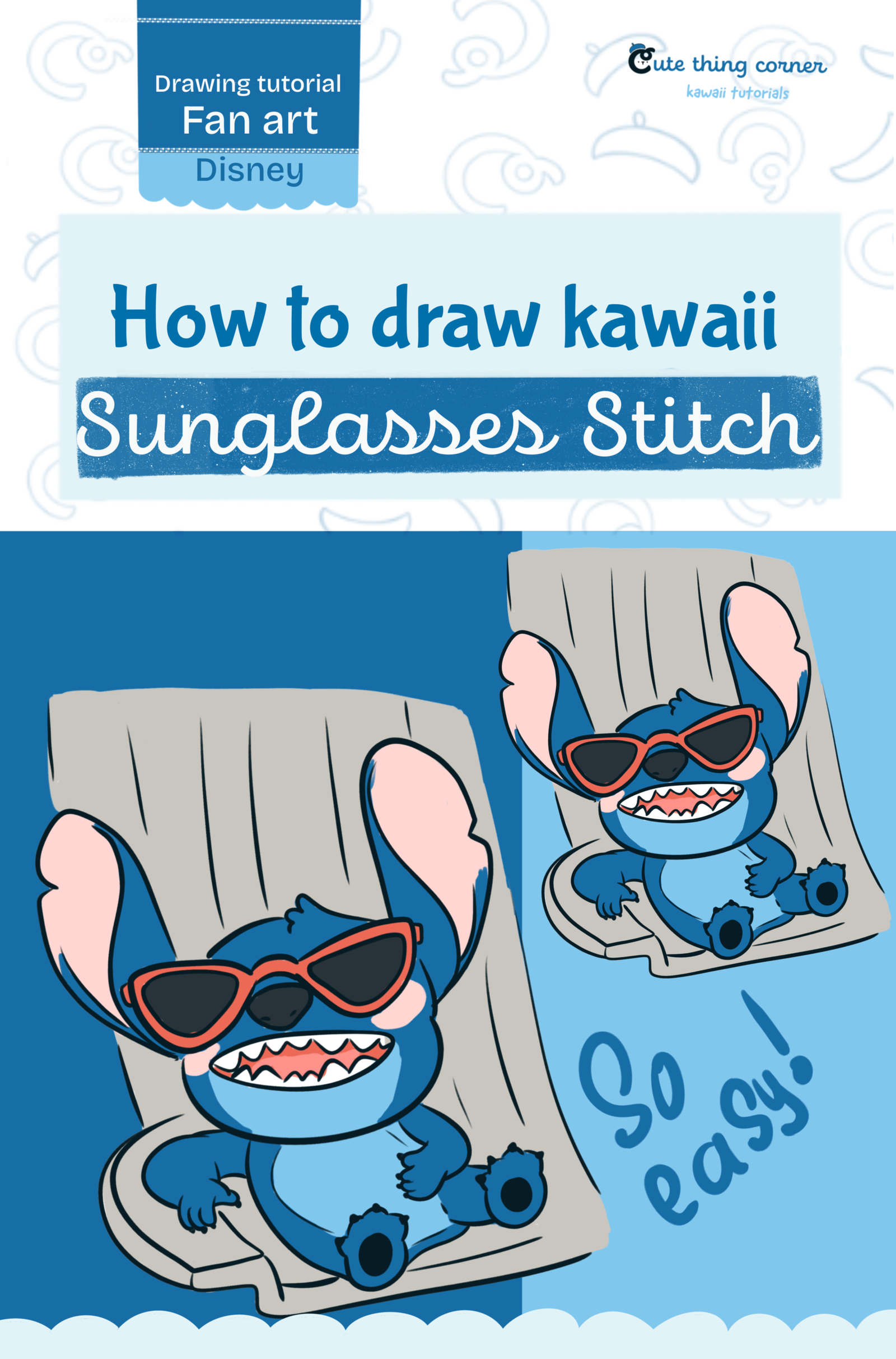How to Draw Kawaii Sunglasses Stitch – Easy Step-by-Step Tutorial