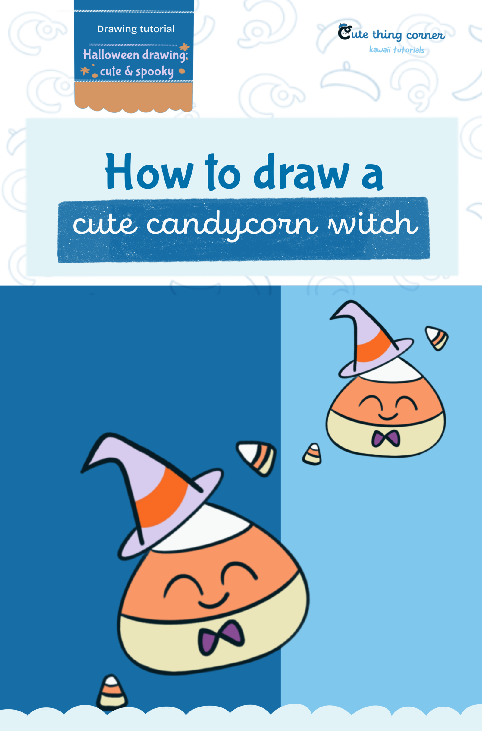How to Draw a Cute Candycorn Witch Step by Step